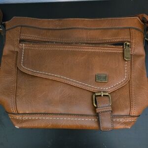 b.o.c. Brown Leather Messenger Bag with Structured Design